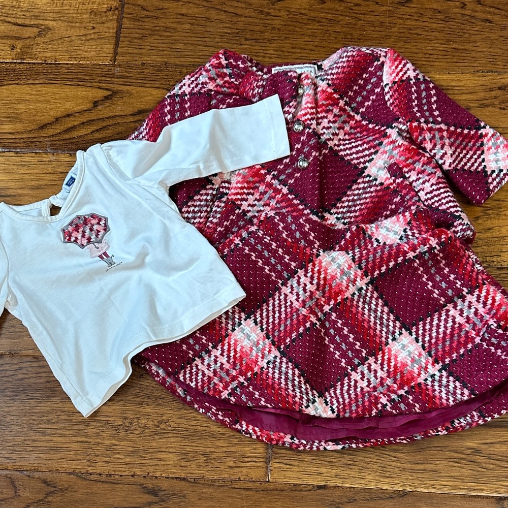 Janie and Jack Burgandy Boucle 3 piece Set
